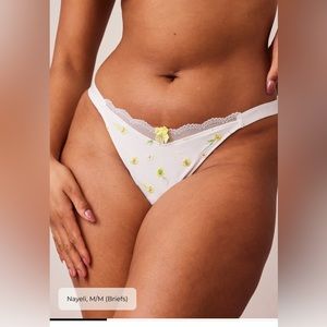Ribbed Floral Triangle Briefs
White